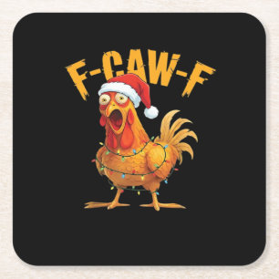 F-Caw-F Kerst Kip Essentieel Kartonnen Onderzetters