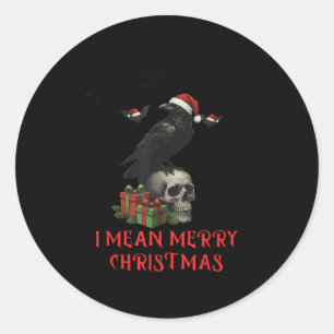 F-caw-f Kerst Kraai Grappige Goth Kerst Schedel Ronde Sticker