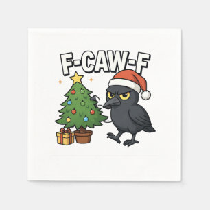 F-caw-f Kerst Raven Kraai Kerstboom Meme Servet