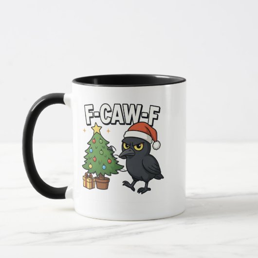 F-caw-f Kerst Raven Kraai Xmas Boom Meme Mok (Links)