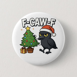 F-caw-f Kerst Raven Kraai Xmas Boom Meme  Ronde Button 5,7 Cm