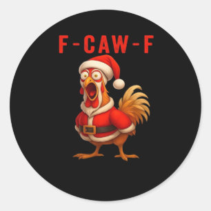 F-Caw-F Kerstkip Vintage Cool Ronde Sticker