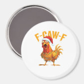 F-Caw-F Kerstmis Grappige Kip Kerstmis Essentieel Magneet (Voorkant / Achterkant)