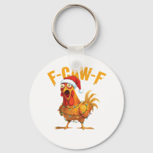 F-Caw-F Kerstmis Grappige Kip Kerstmis Essentieel Sleutelhanger