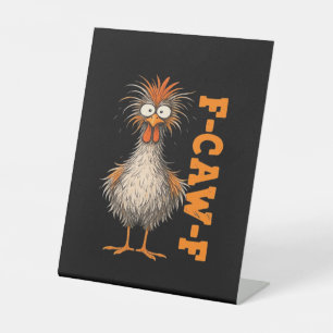 F-Caw-F-Kip Eagerlys Kleurrijke Grappige Haan Mij Reclamebord Met Voetstuk