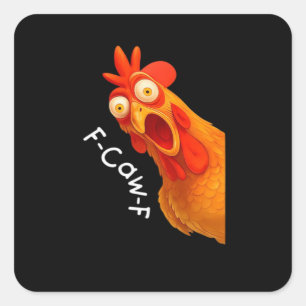 F-Caw-F Kip Essentiële Klassieke Retro Vierkante Sticker