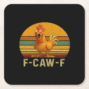 F-Caw-F Kip Essentiële Vintage Grafische Kartonnen Onderzetters