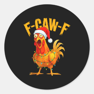 F-caw-f Kip Fcawf Kip Kerst Licht Heilige Ronde Sticker