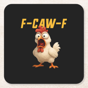 F-Caw-F Kip Grappige Kip F-Caw-F Tandwiel Vintage Kartonnen Onderzetters
