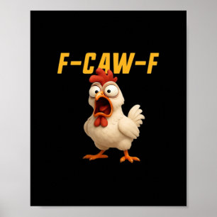 F-Caw-F Kip Grappige Kip F-Caw-F Tandwiel Vintage Poster