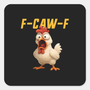 F-Caw-F Kip Grappige Kip F-Caw-F Tandwiel Vintage Vierkante Sticker