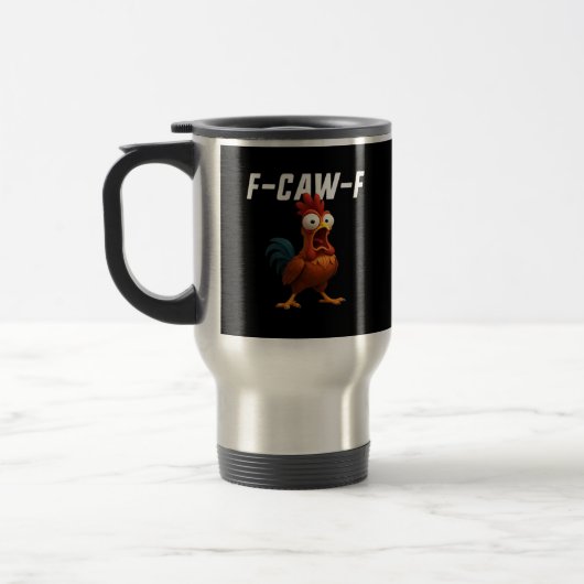 F-Caw-F Kip Grappige Kip F-Caw-F Uitrusting Retro Reisbeker (Links)