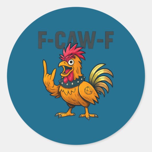 F-caw-f - kip haan meme ronde sticker (Voorkant)