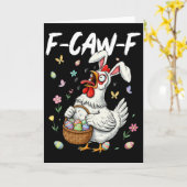F-caw-f Kip Konijn Haan Meme Grappig Pasen Da Kaart (Gele Bloem)