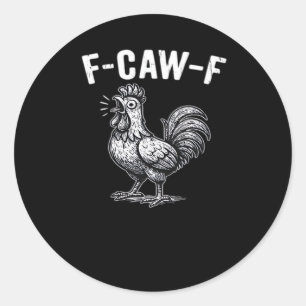 F-Caw-F Kip Retro Grafisch Ronde Sticker