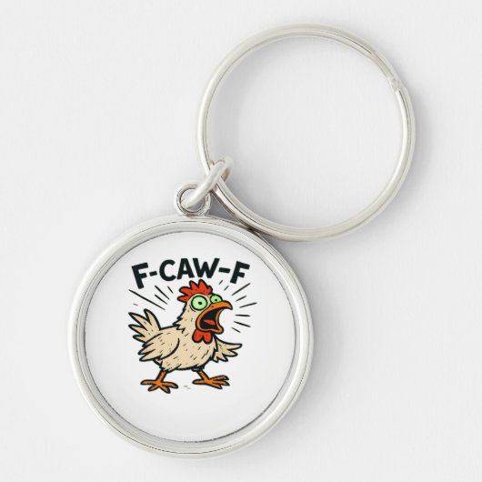 F-Caw-F Kip Retro Grafisch Sleutelhanger (Voorkant)