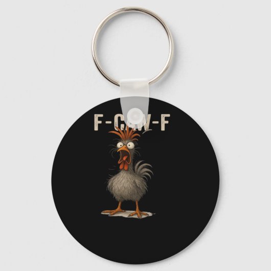 F-Caw-F Kip Retro Klassieker Sleutelhanger (Voorkant)