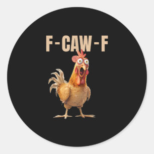 F-Caw-F Kip Vintage Stijl Ronde Sticker