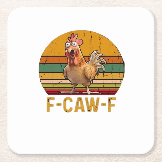 F-Caw-F Kippenhumor Essentieel Minimaal Schoon Kartonnen Onderzetters (Voorkant)