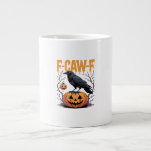 F-Caw-F Klassieke Halloween Raven Pompoen T-shirt Grote Koffiekop