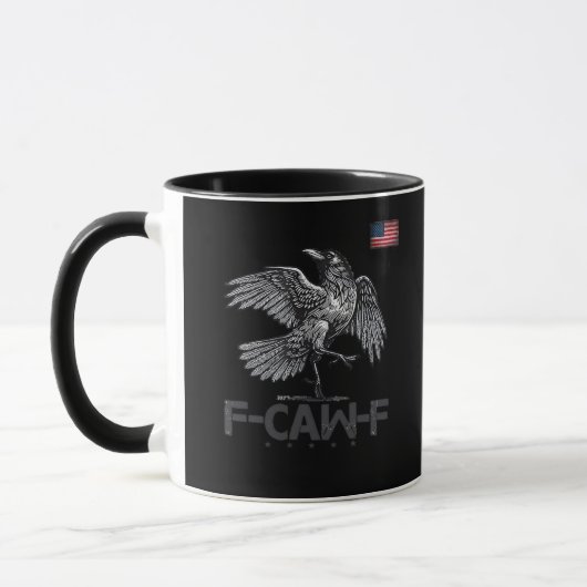 F-Caw-F Koe Grappige Vogel VS Oude Vlag Grappige H Mok (Links)