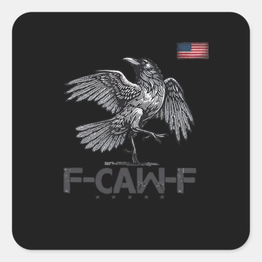 F-Caw-F Koe Grappige Vogel VS Oude Vlag Grappige H Vierkante Sticker (Voorkant)
