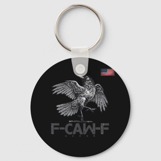 F-Caw-F Koe Grappige Vogel VS Oudroze Vlag Grappig Sleutelhanger (Voorkant)