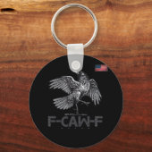 F-Caw-F Koe Grappige Vogel VS Oudroze Vlag Grappig Sleutelhanger (Voorkant)