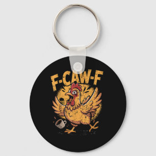 F-Caw-F Koffie Kip Haan Grappige Vogel F-Caw-F Sleutelhanger