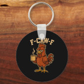 F-Caw-F Koffie Kip Haan Grappige Vogel Sleutelhanger (Voorkant)