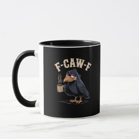 F Caw F Koffie Kraai Gothic Raven Grappig Hallowee Mok (Links)