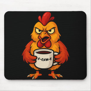 F-caw-f koffiekopje grappige haan kip hen kraai muismat