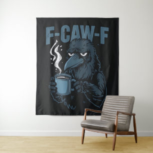 F-CAW-F Koffiekraai Gothic Raven Funny Hal Wandkleed