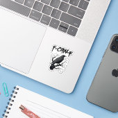 F Caw F Kraai, F-Caw-F Grappige Vogel Meme Sticker (Laptop met iPhone)