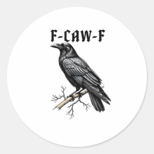F Caw F Kraai, F-Caw-F Moppige Vogel Meme Ronde Sticker