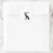 F Caw F Kraai, F-Caw-F Moppige Vogel Meme Vierkante Sticker (Tas)