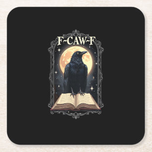 F-Caw-F Kraai Grappig Halloween Raaf Maan Kartonnen Onderzetters