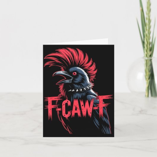 F-caw-f Kraai Grappige Gotische Maan Zwarte Vogel  Kaart (Voorkant)