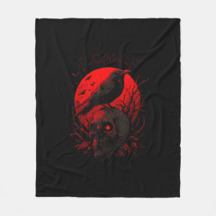 F-Caw-F Kraai Grappige Vogel Rode Maan Gotisch Fleece Deken