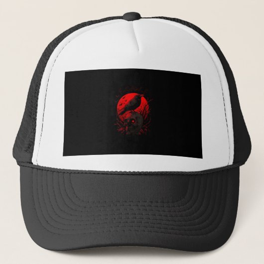 F-Caw-F Kraai Grappige Vogel Rode Maan Gotisch Trucker Pet (Voorkant)