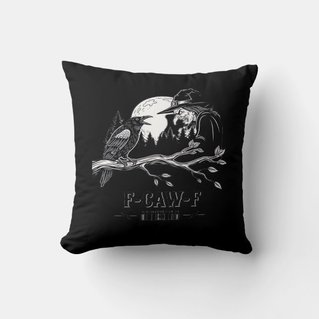 F-Caw-F Kraai Halloween Heks F-Caw-F Kussen (Voorkant)