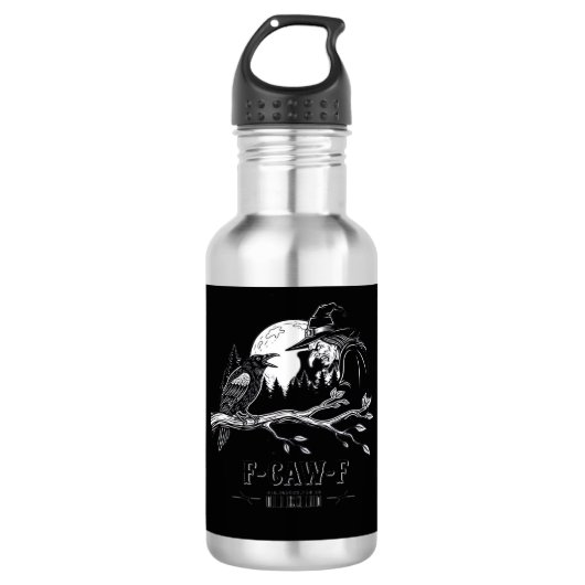 F-Caw-F Kraai Halloween Heks F-Caw-F Waterfles (Voorkant)