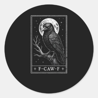 F-Caw-F Kraai Kaart Grappig Halloween Vintage Acht Ronde Sticker