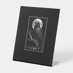 F-Caw-F Kraai Kaart Grappige Halloween Vintage Ach Reclamebord Met Voetstuk