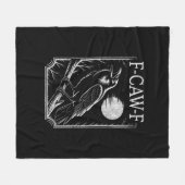 F-Caw-F Kraai Minimal – Retro Gotische Vogel Grapp Fleece Deken (Voorkant (Horizontaal))