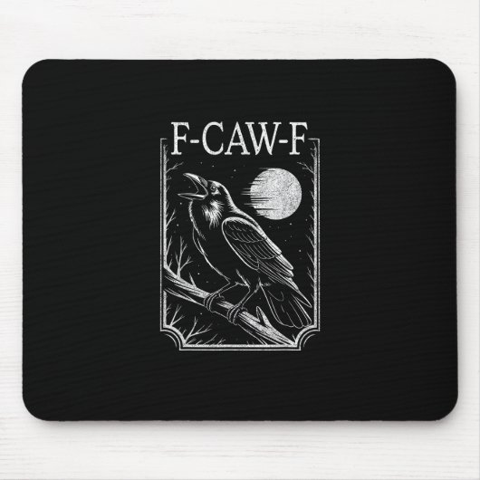 F-Caw-F Kraai Minimal – Retro Gotische Vogel Grapp Muismat (Voorkant)