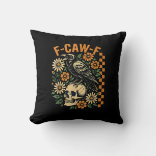 F-Caw-F Kraai Pun Grappige Vogel Kraaiend Grunge H Kussen