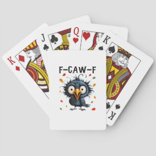 F-Caw-F Kraai Pun Grappige Vogel Kraaiend Grunge H Pokerkaarten
