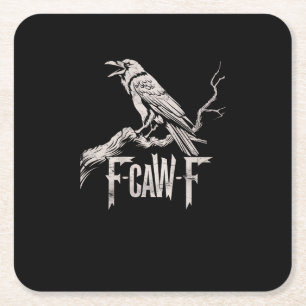 F-Caw-F Kraai Pun Grappige Vogel Kraaiende Grunge Kartonnen Onderzetters