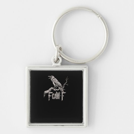 F-Caw-F Kraai Punt Grappige Vogel Kraaiende Grunge Sleutelhanger (Voorkant)